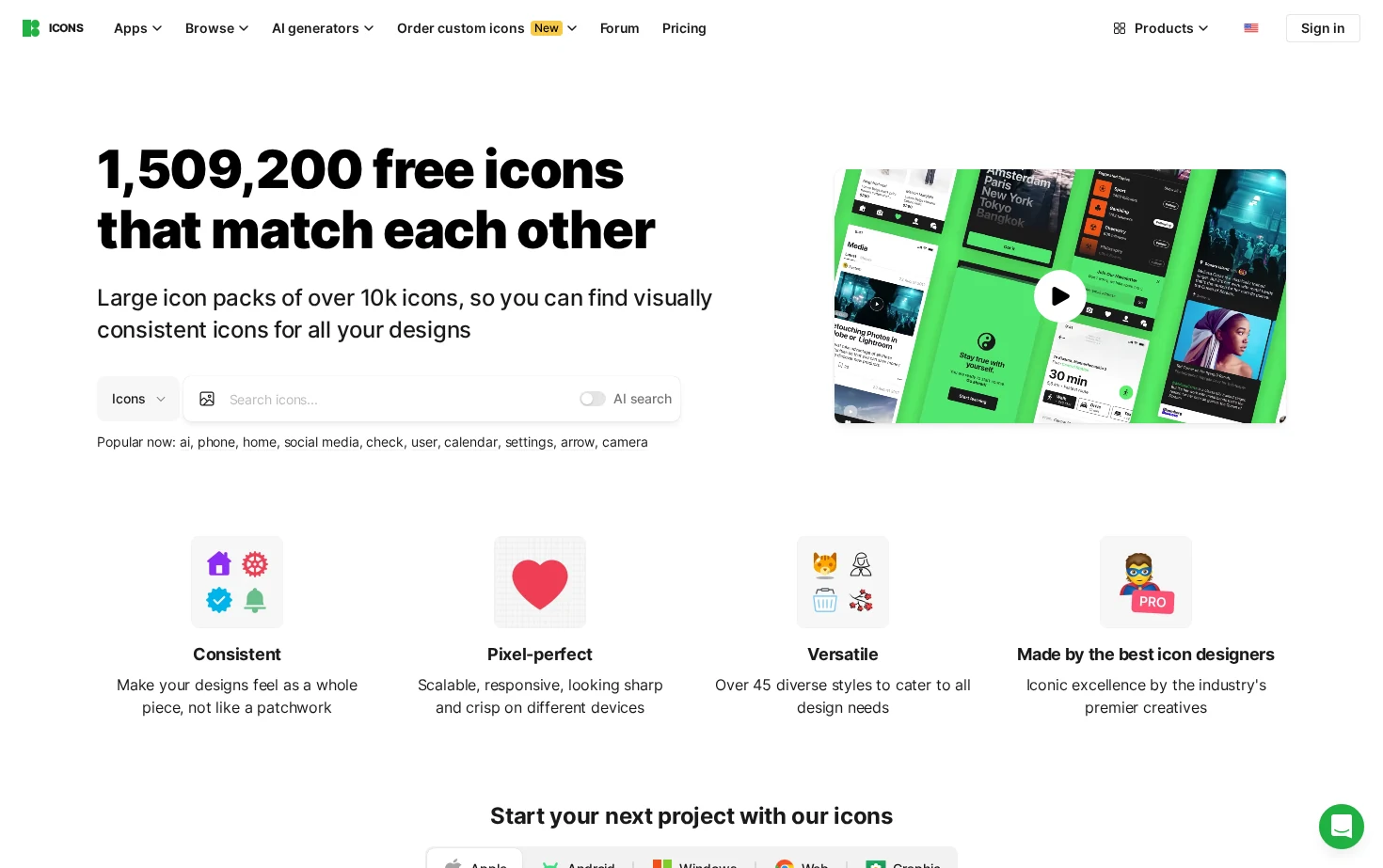 Icons8 页面快照